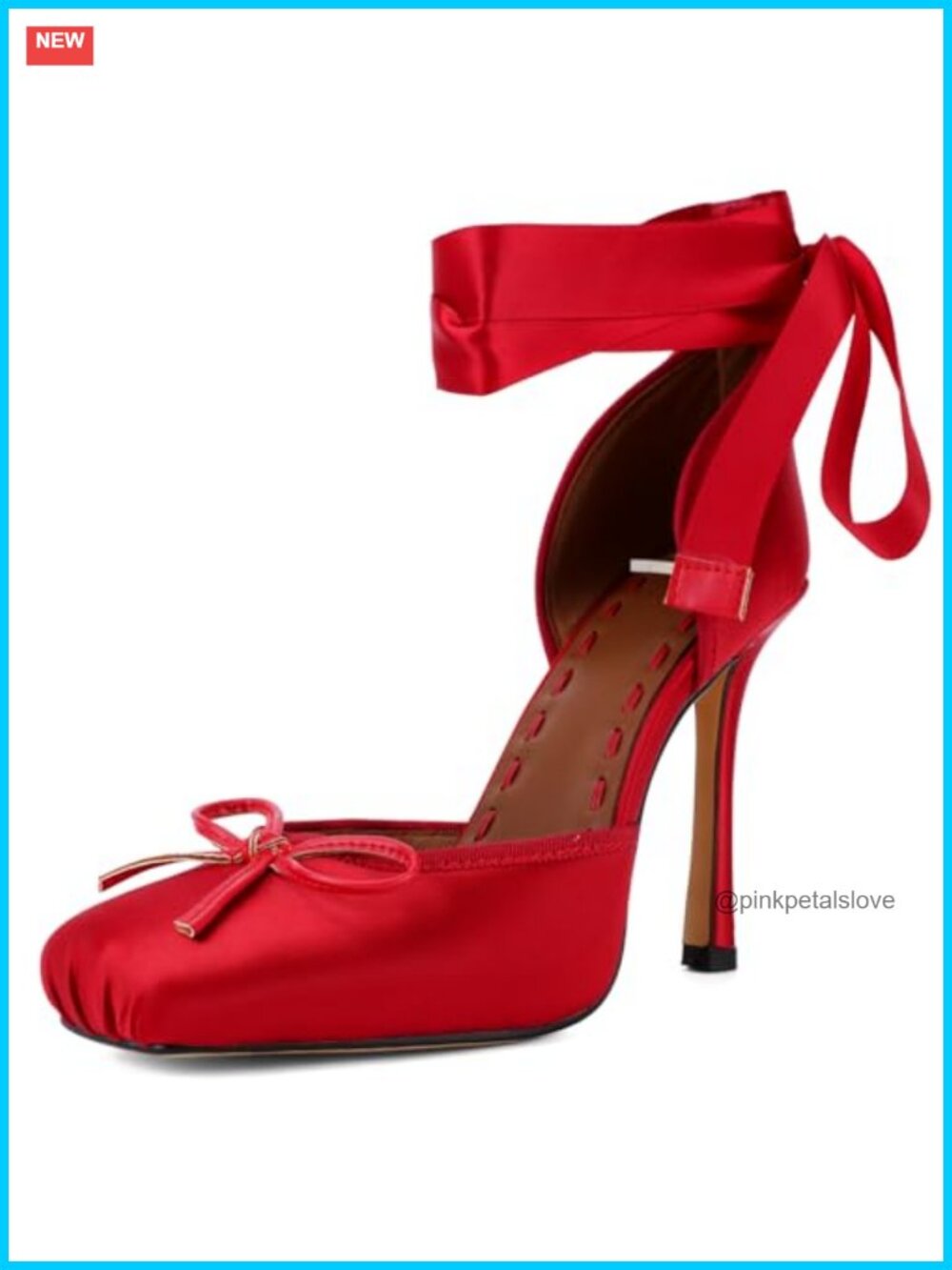 Satin Ballet Heels Lace-Up Square Toe Stiletto Pumps